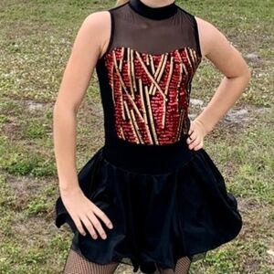 Weissman Check Me Out 12481 Black with red sequins Dance Costume MC